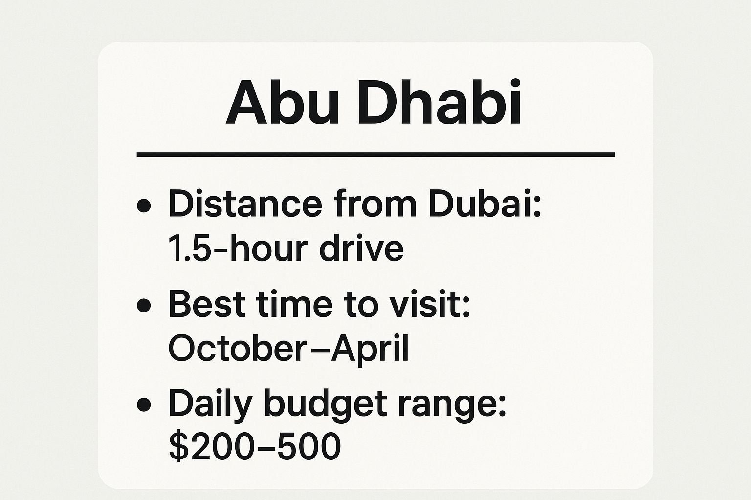 Infographic showing key data about Abu Dhabi