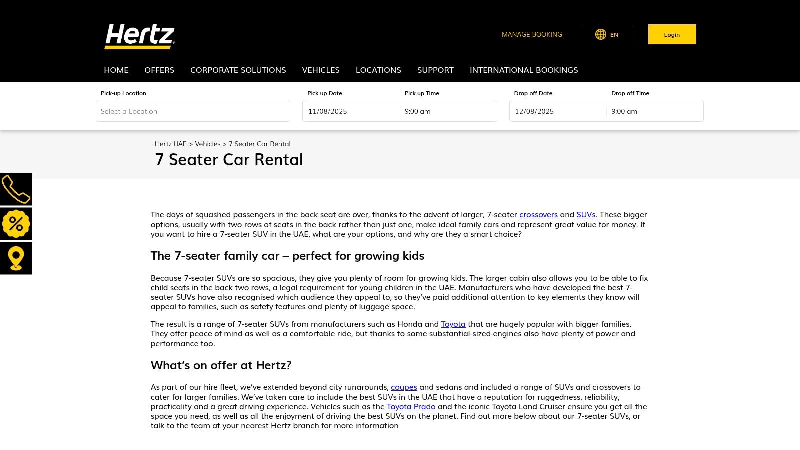 Rent a Seven Seater in Dubai 2025 | Top 7 Options 3 Hertz UAE