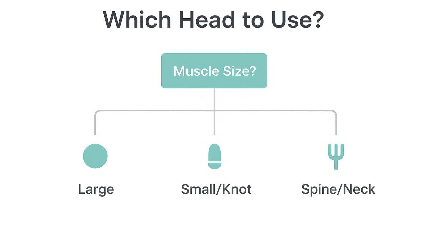 Infographic about massage gun attachment uses