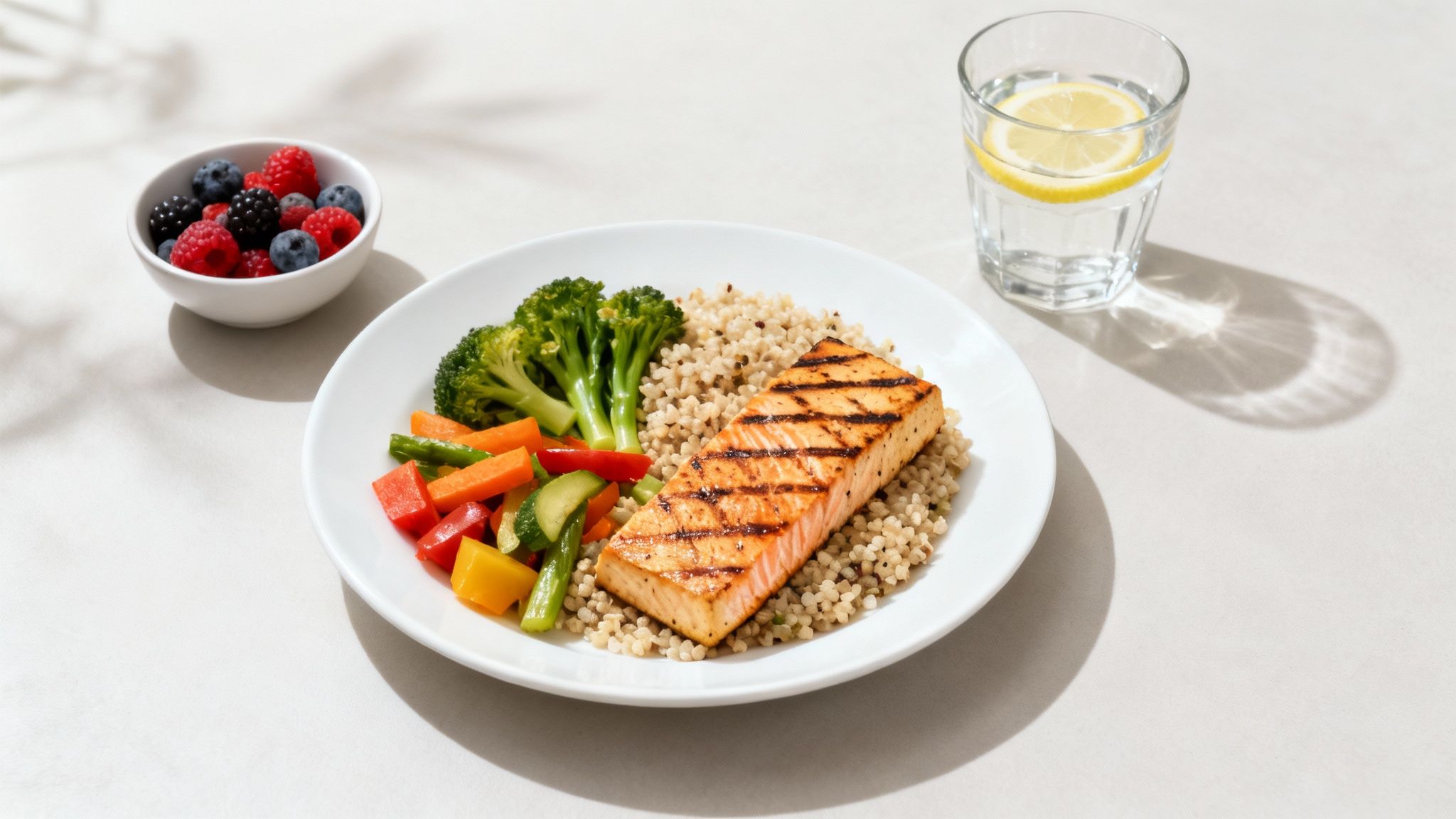 A person preparing a healthy post-workout meal with fresh vegetables and protein, illustrating how nutrition helps speed up muscle recovery.