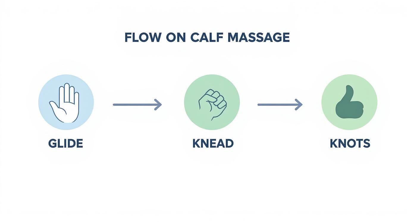 Infographic about how to massage calf