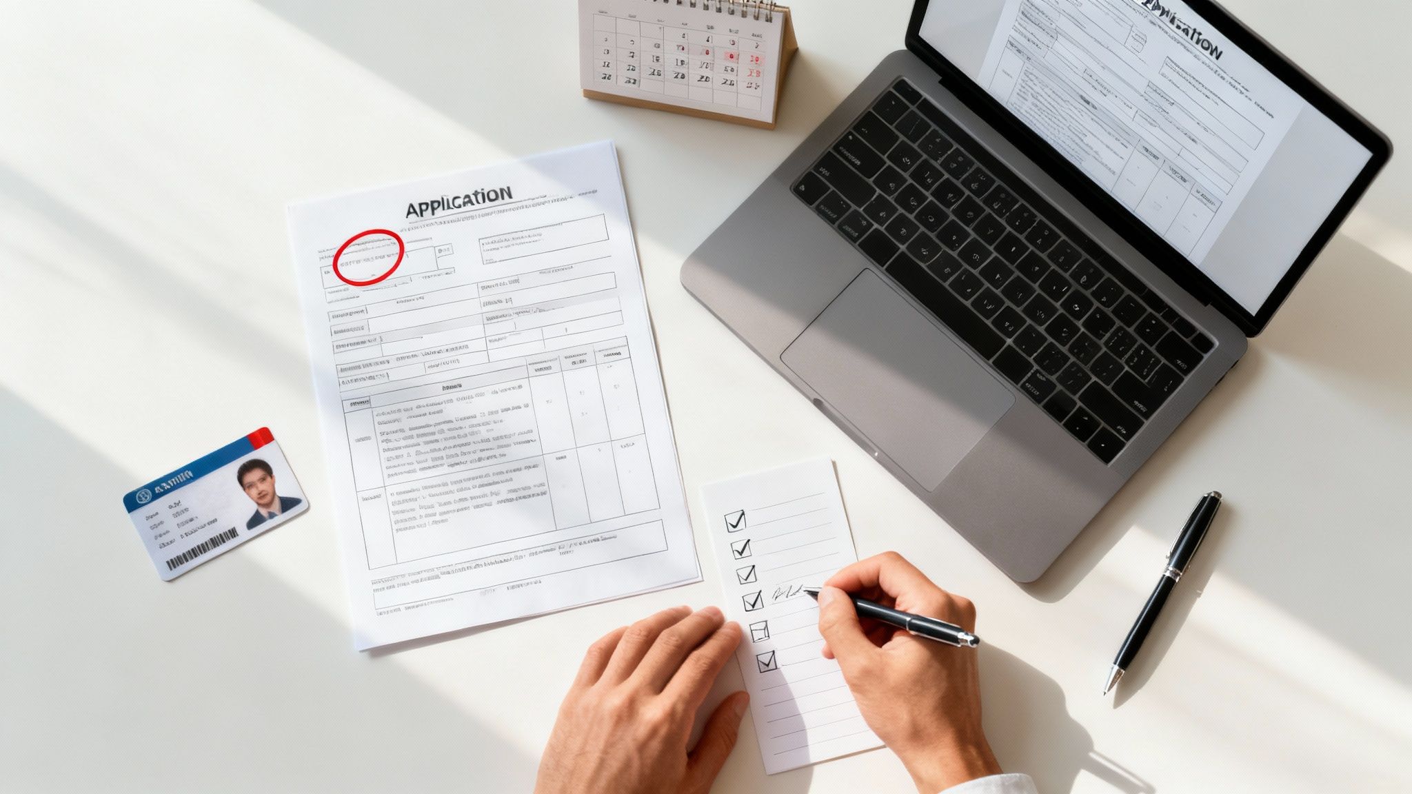 ערימת מסמכים וטפסים על שולחן עבודה, המסמלת את ההכנה להגשת הבקשה