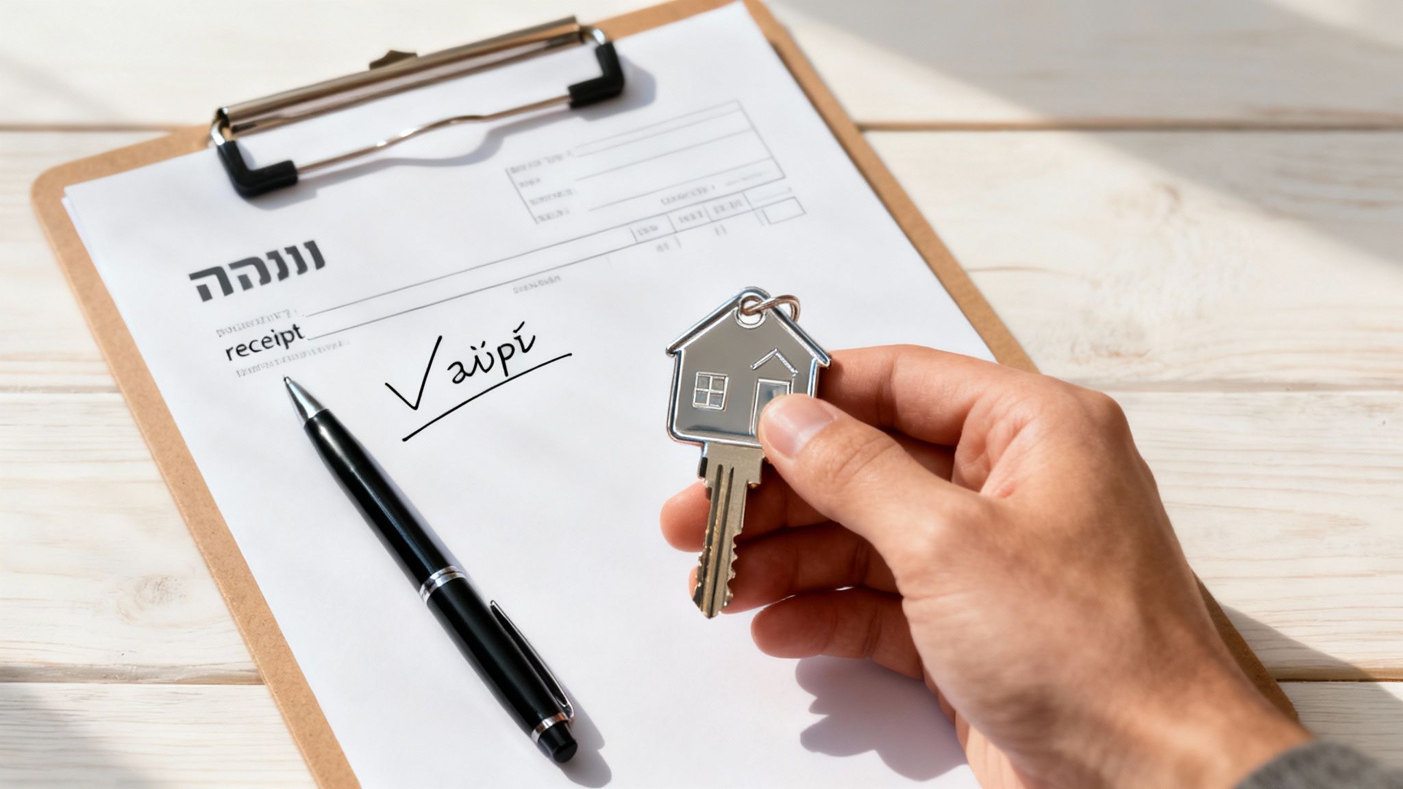 A person carefully reviewing a contract with a checklist and pen.