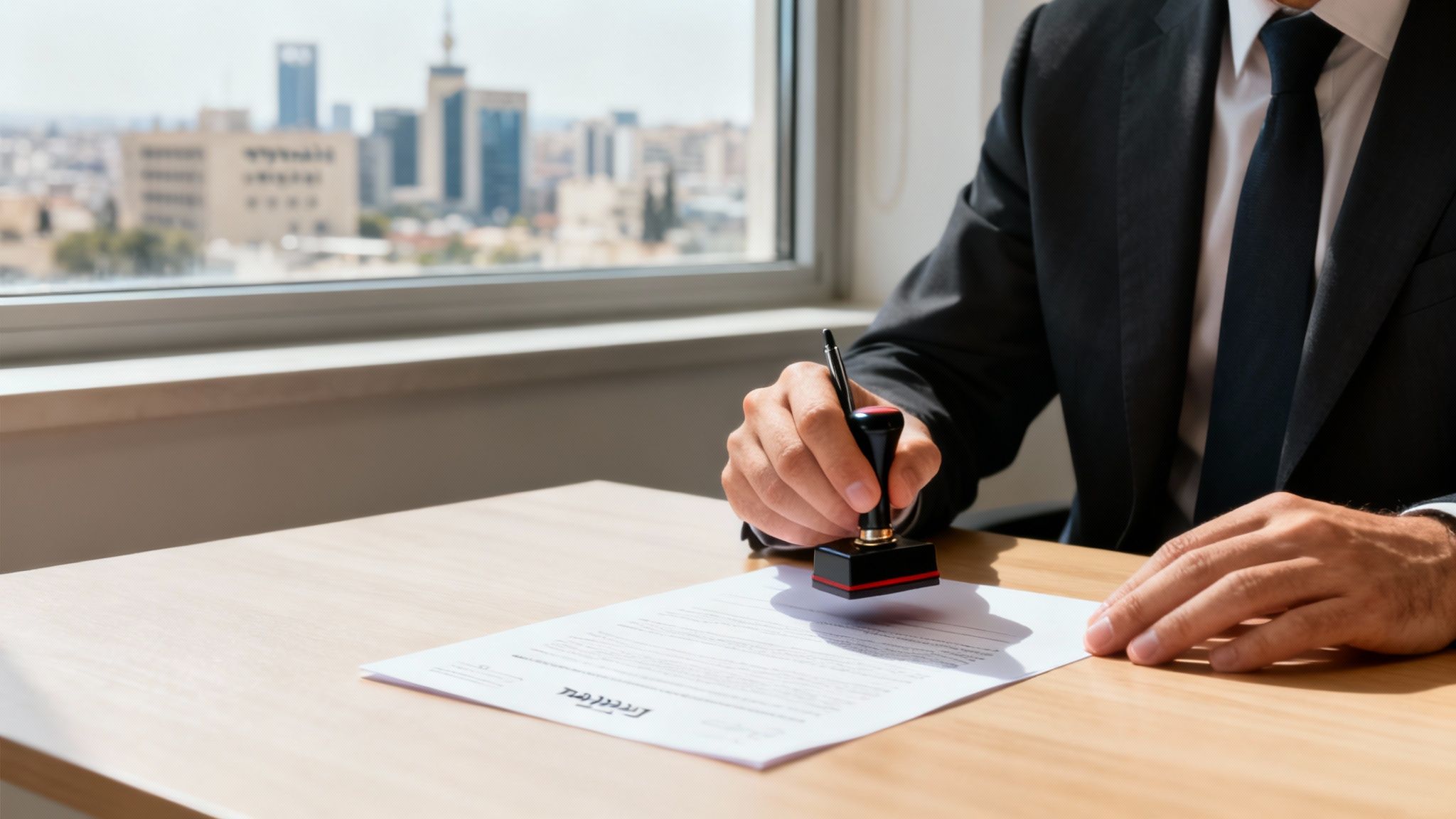 עורכת דין במשרד בוחנת מסמכים משפטיים