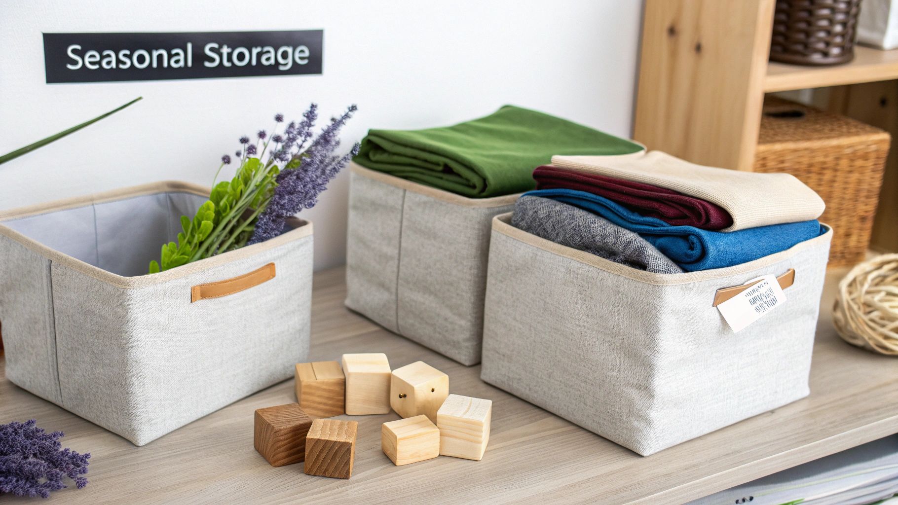 Prepped sweaters ready for storage