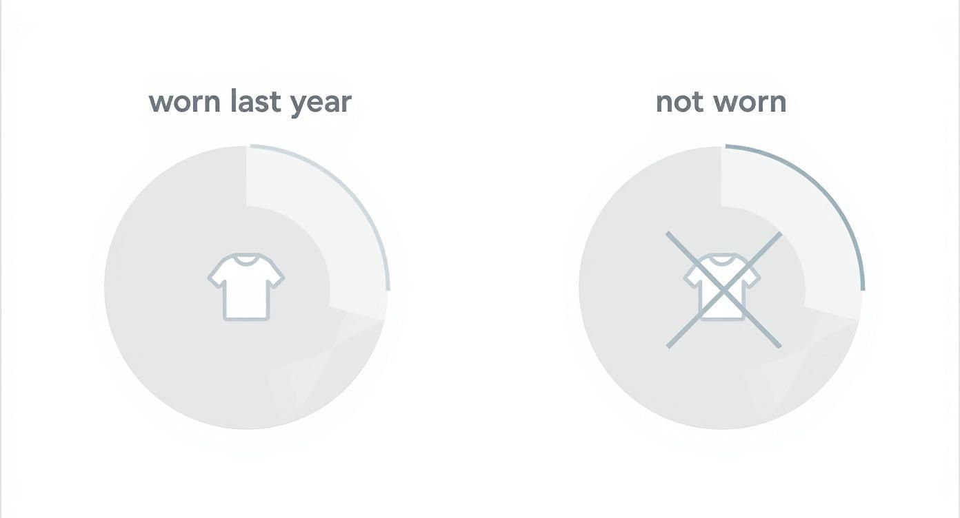Infographic comparing the percentage of clothes worn in the last year versus those that were not.