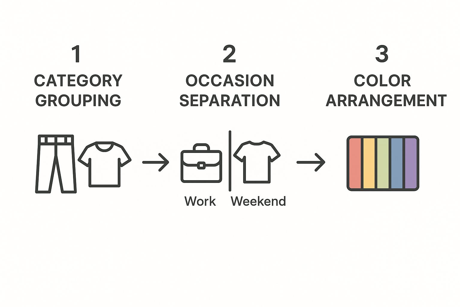 Infographic about how to organize clothes in closet