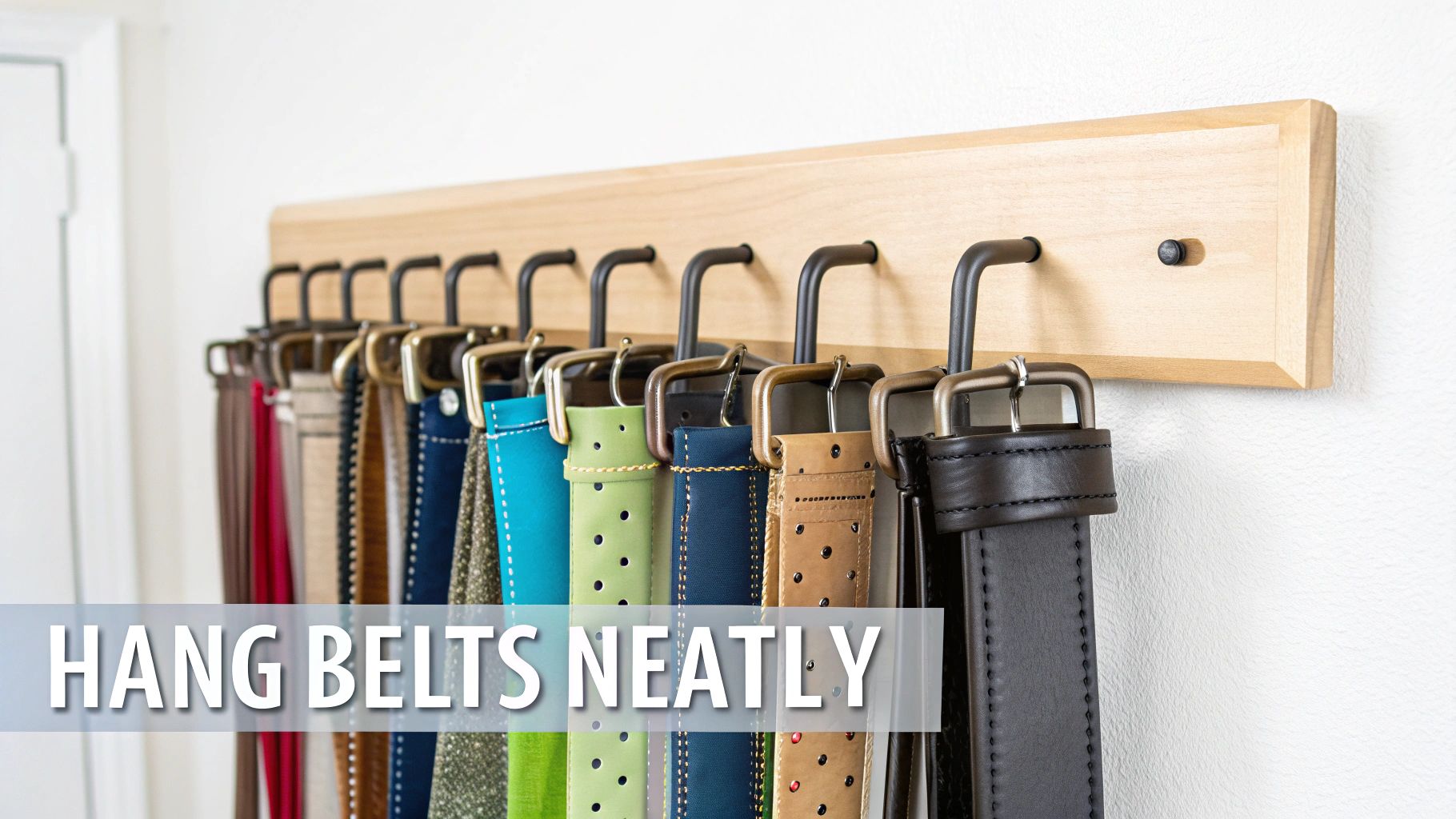 Rolled belts neatly organized in a drawer with honeycomb dividers.