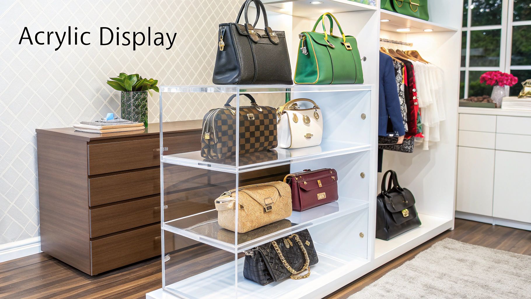 Clear Acrylic Purse Display Shelves