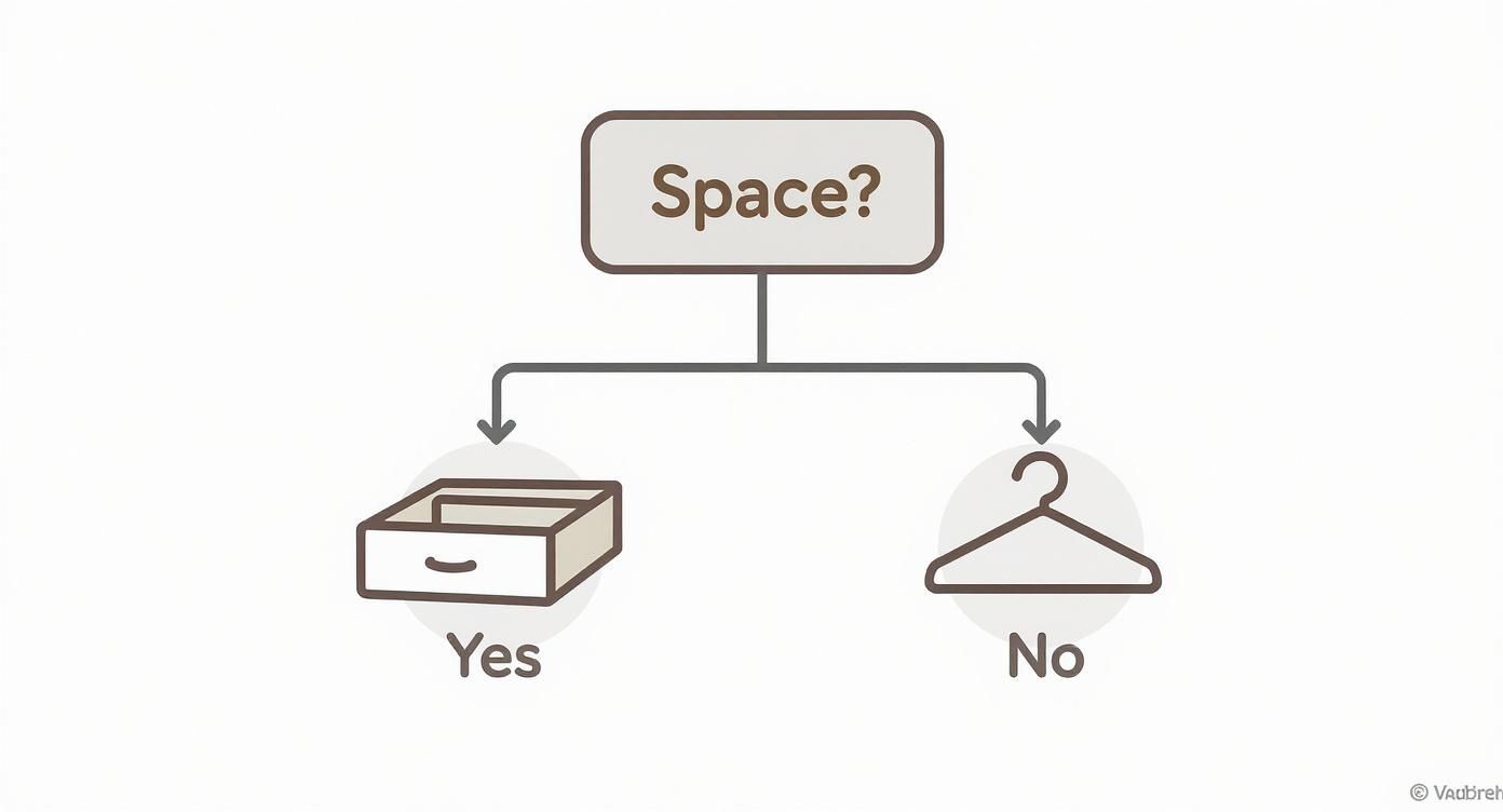 Infographic about best way to store ties