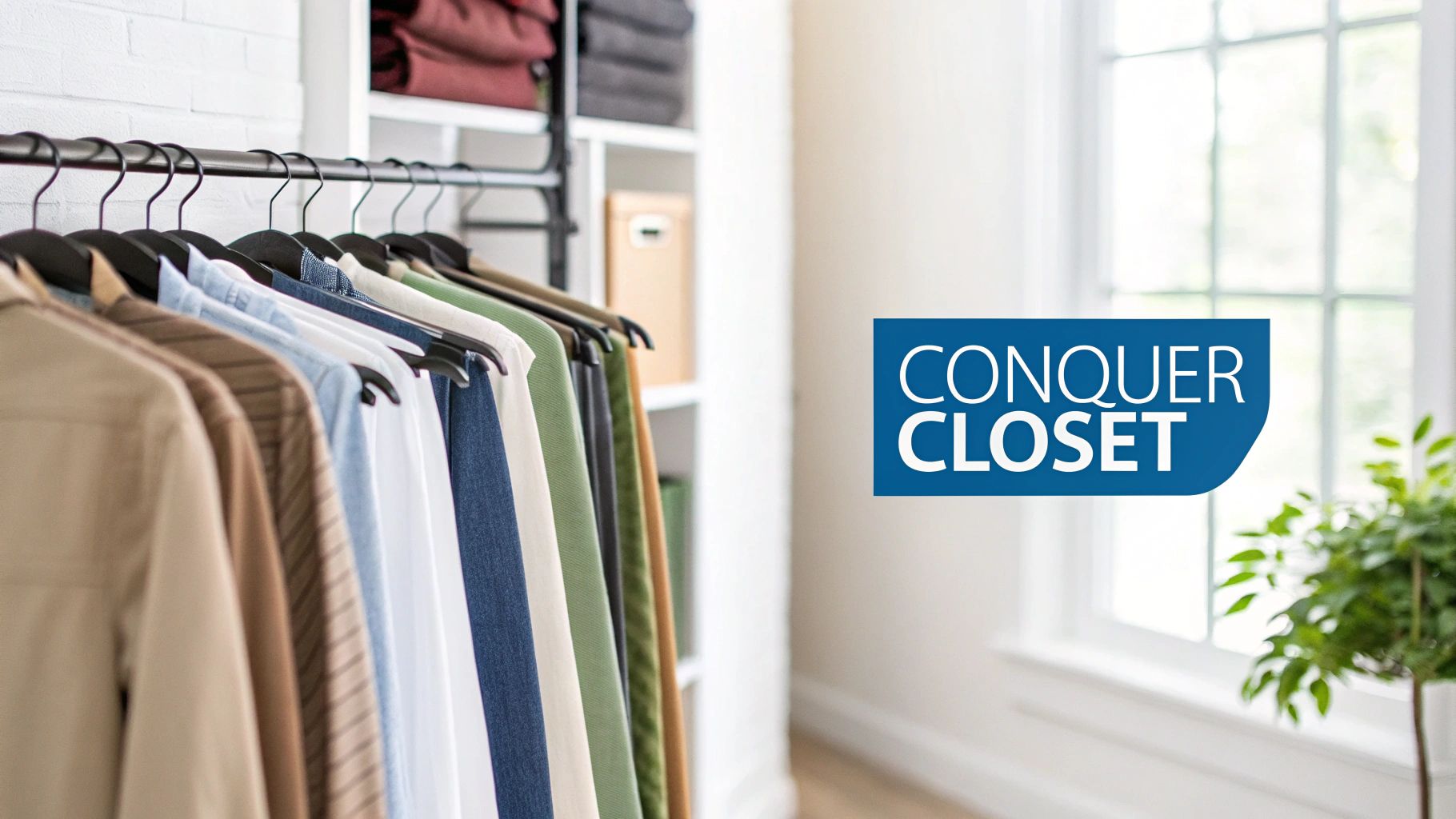 An organized closet featuring a pants hanger rack with several pairs of neatly hung trousers.