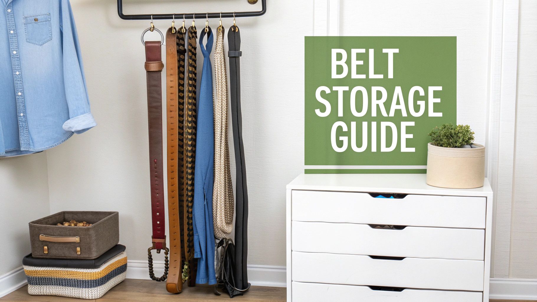 Woman organizing belts in a closet drawer