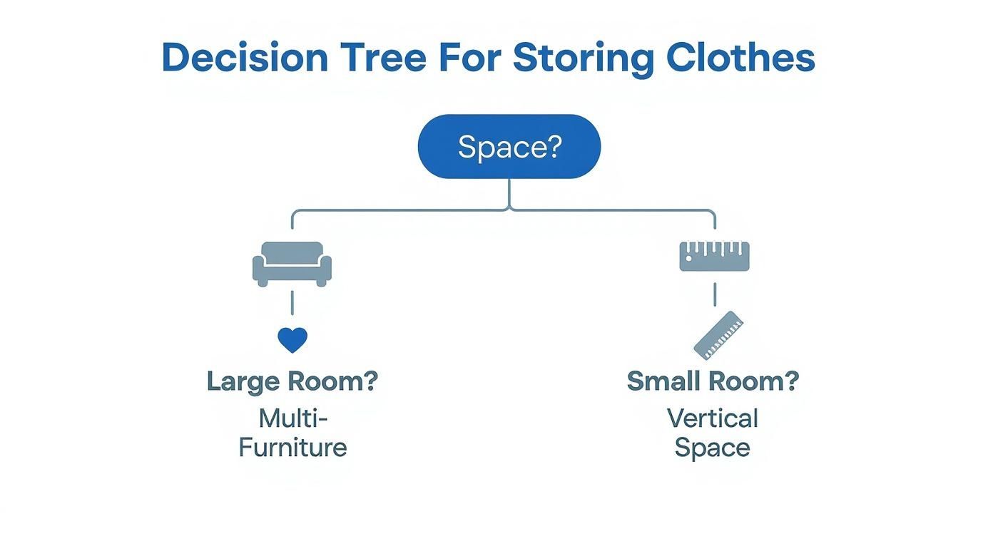 Infographic about how to store clothes without a closet