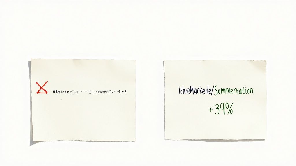 Ein Laptop-Bildschirm, der einen Link-Shortener-Dienst zeigt, mit Fokus auf Marken-URLs.