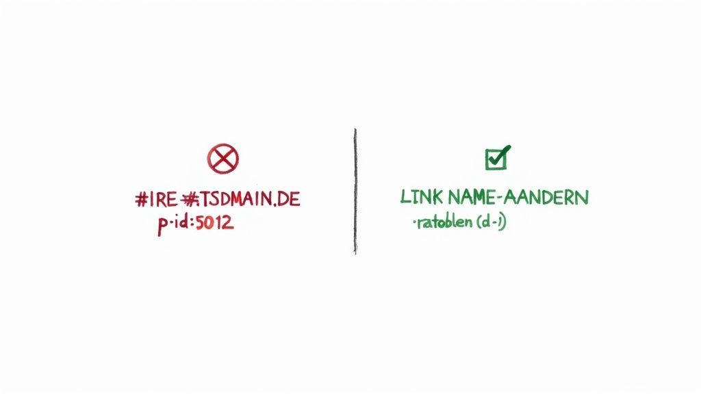 Eine Person, die an einem Laptop sitzt und an einer Website arbeitet, was die Wichtigkeit eines gut strukturierten Links für die Benutzererfahrung und SEO unterstreicht.