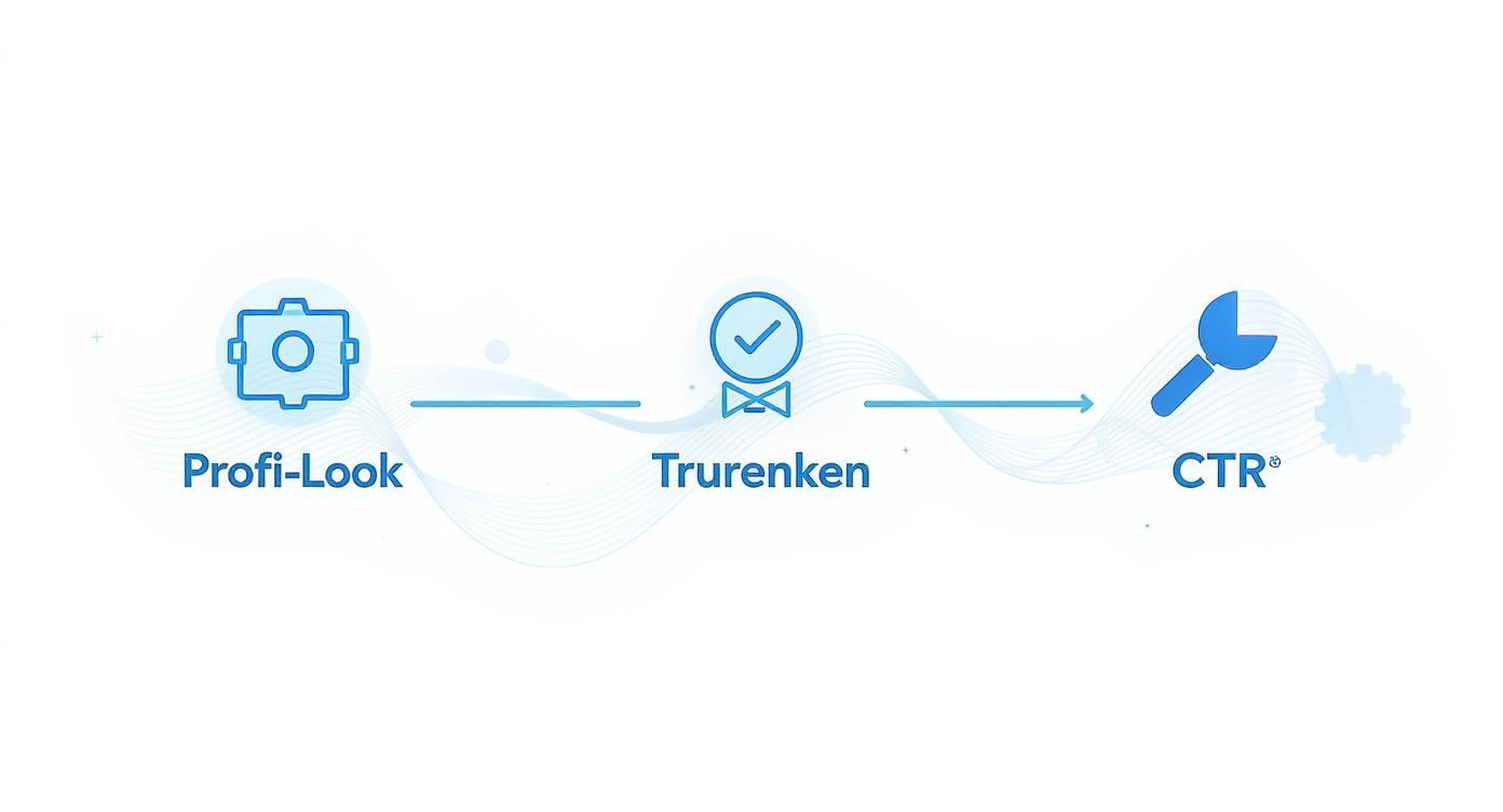 Infografik über die Vorteile gekürzter Amazon Links, die einen professionellen Look, gesteigertes Vertrauen und eine höhere Klickrate zeigen