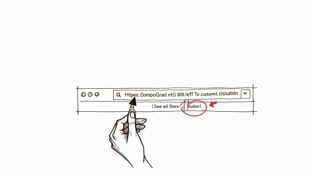Eine Person gibt eine lange URL in ein Online-Tool ein und erhält einen kurzen, sauberen Link zurück.