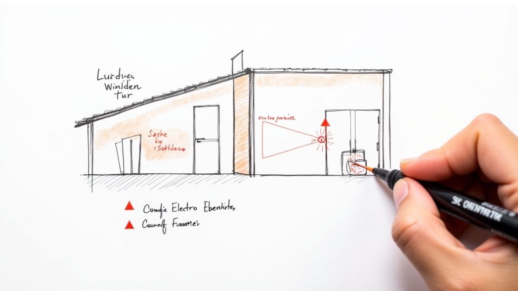 Zwei Personen bei der Inspektion einer neu gebauten Wohnung während der Vorabnahme.