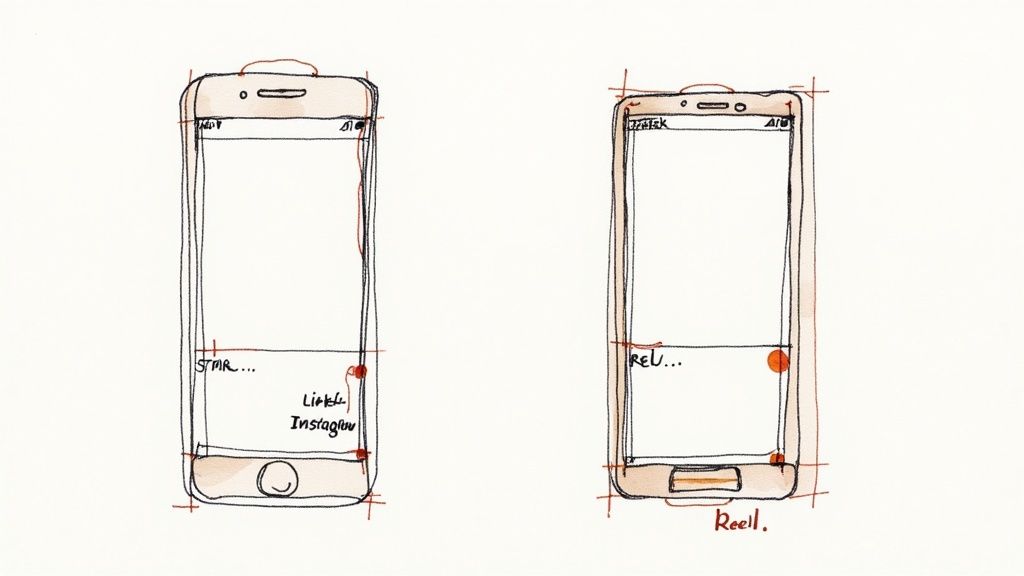 Eine Person verwendet den Link-Sticker auf ihrem Smartphone, um einen Link in einer Instagram Story zu erstellen.