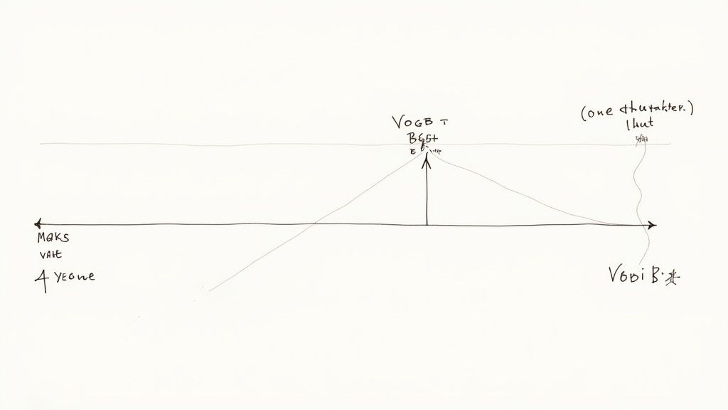 Handgezeichnetes Schema zur Verjährung von Baumängeln mit Fristen wie vier Jahren.