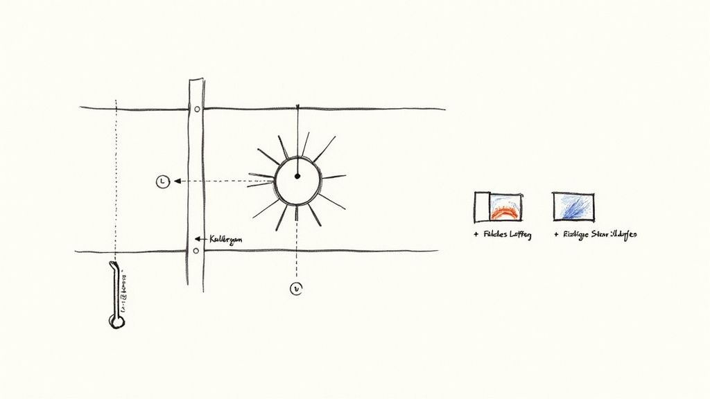 Offenes Kellerfenster, durch das Sonnenlicht in einen ansonsten dunklen Kellerraum fällt.