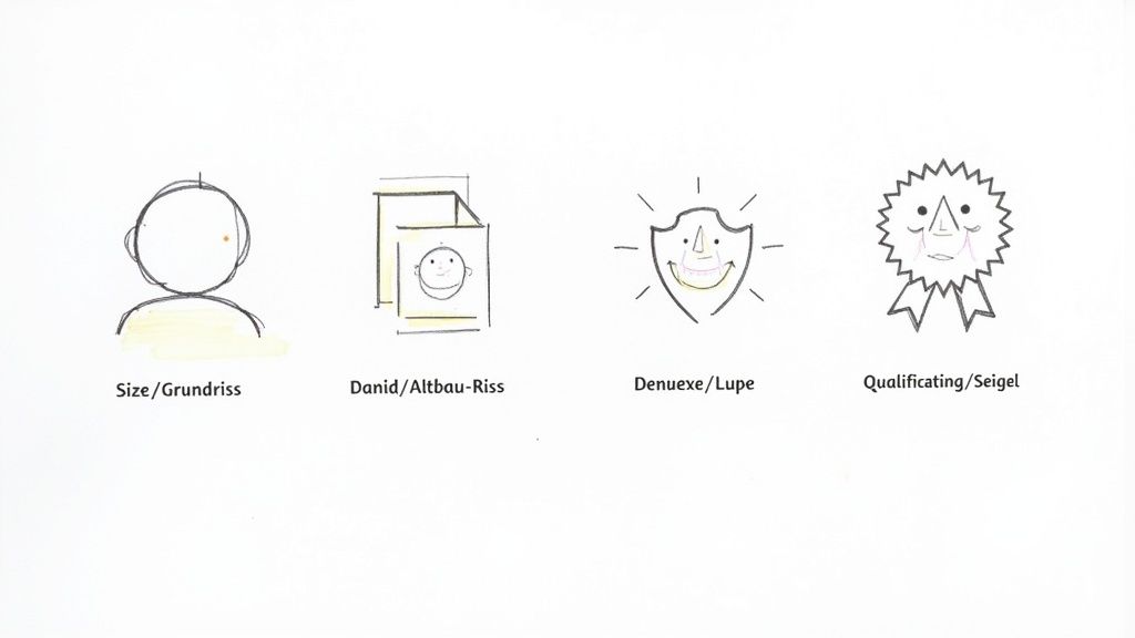 Eine Nahaufnahme von einem Architekten, der technische Zeichnungen an einem Schreibtisch überprüft