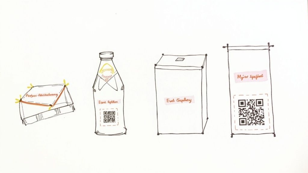 Eine Person hält ihr Smartphone vor einen QR-Code auf einer Produktverpackung im Supermarkt.