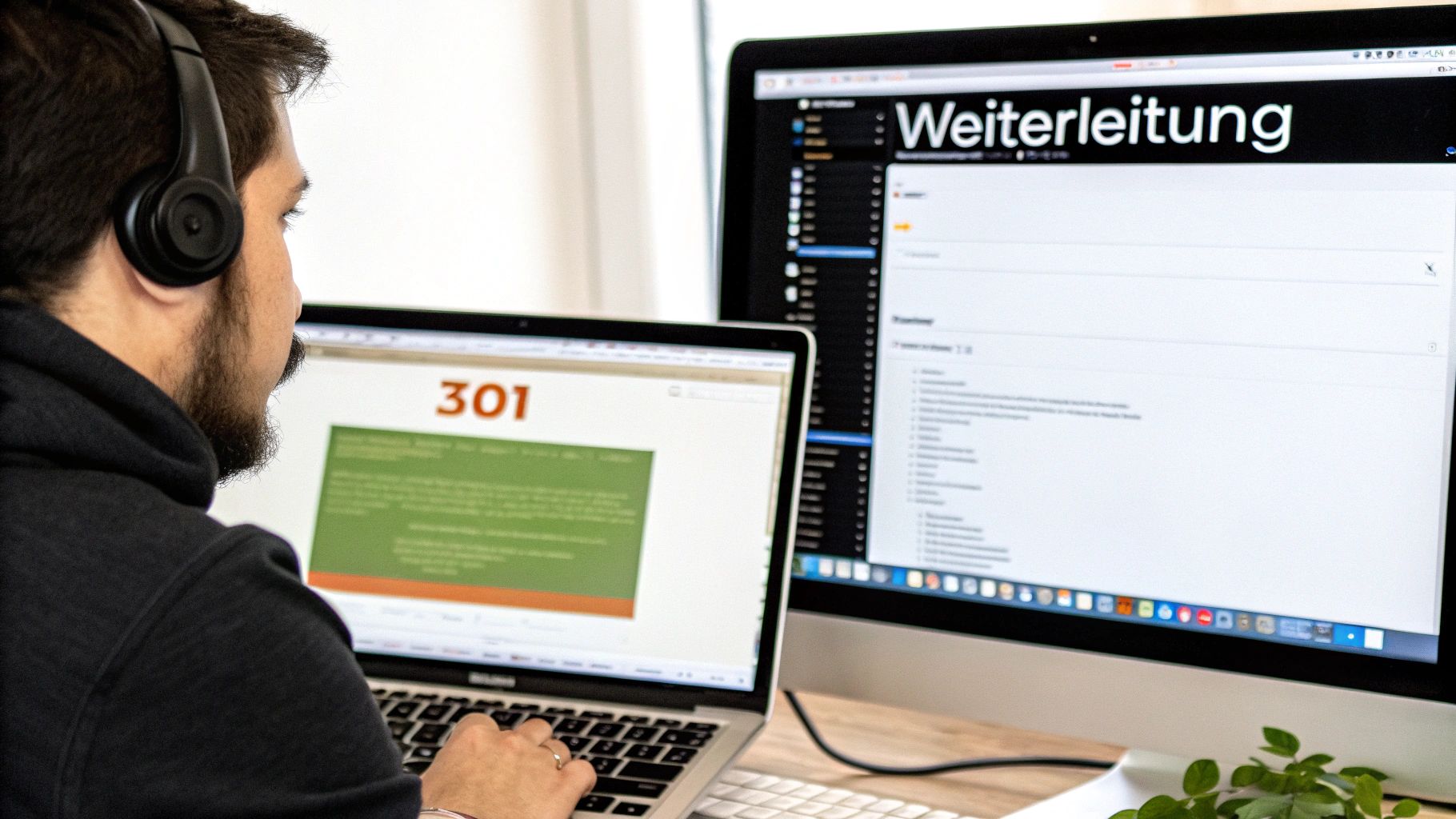 Eine Grafik, die zeigt, wie ein kurzer Link über eine 301-Weiterleitung den SEO-Wert an die Ziel-URL weitergibt.