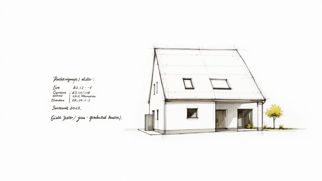 Modernes Einfamilienhaus als Symbol für die Kosten des Hausbaus