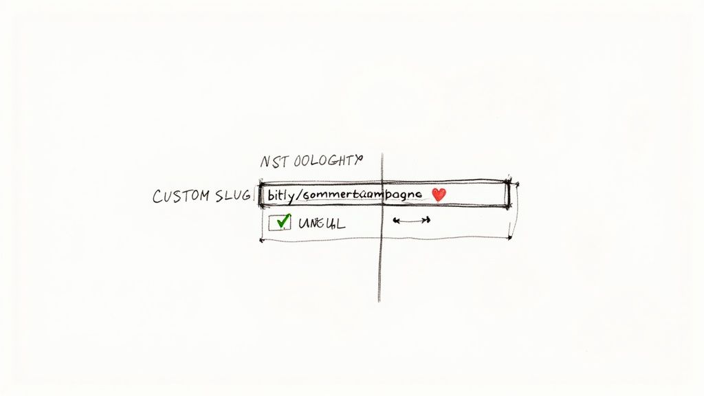 Eine Person gibt eine URL in die Bitly-Oberfläche auf einem Laptop ein, um einen Link zu kürzen.