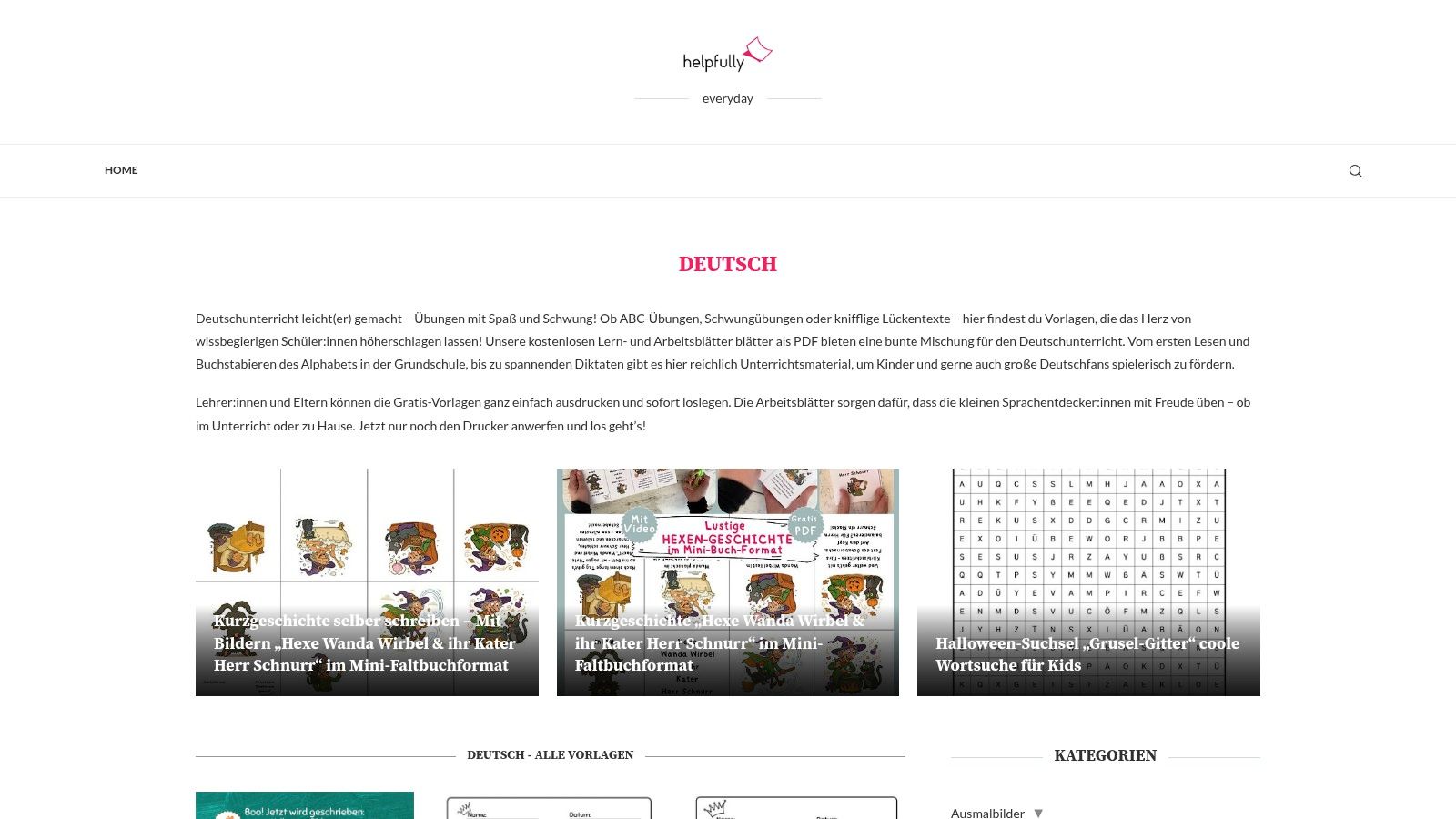 Helpfully.de – kostenlose Vorlagen (Deutsch/ABC/Schwung)