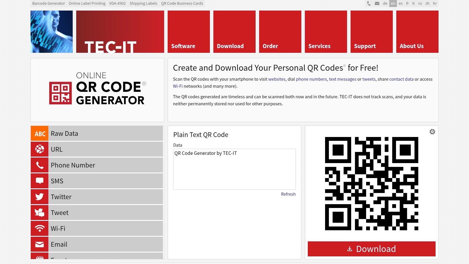 TEC‑IT – Kostenloser Online‑QR‑Code‑Generator
