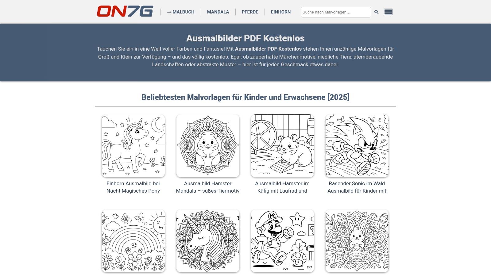 ON7G.de – Ausmalbilder PDF kostenlos