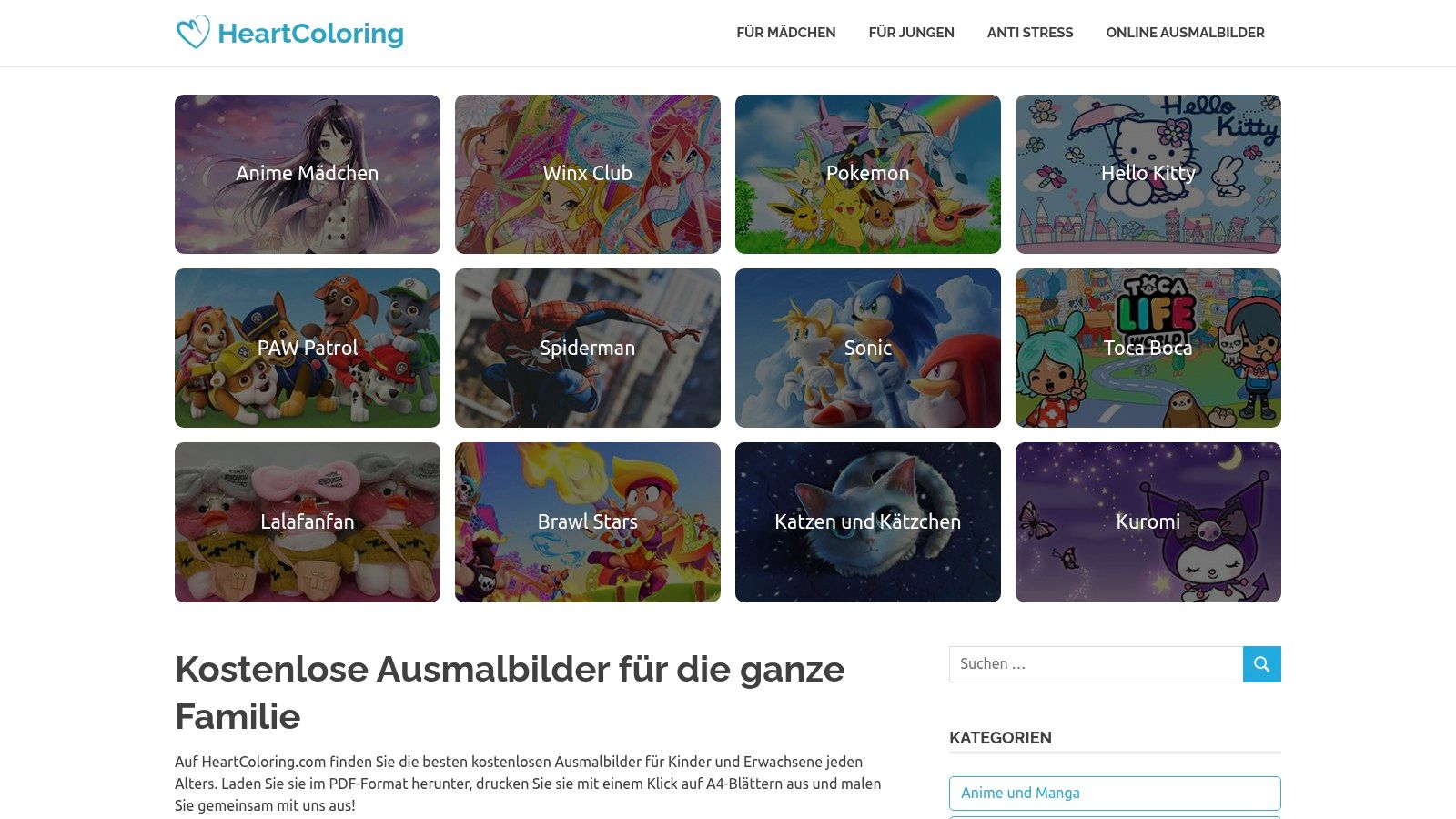 HeartColoring.com (deutsche Oberfläche)