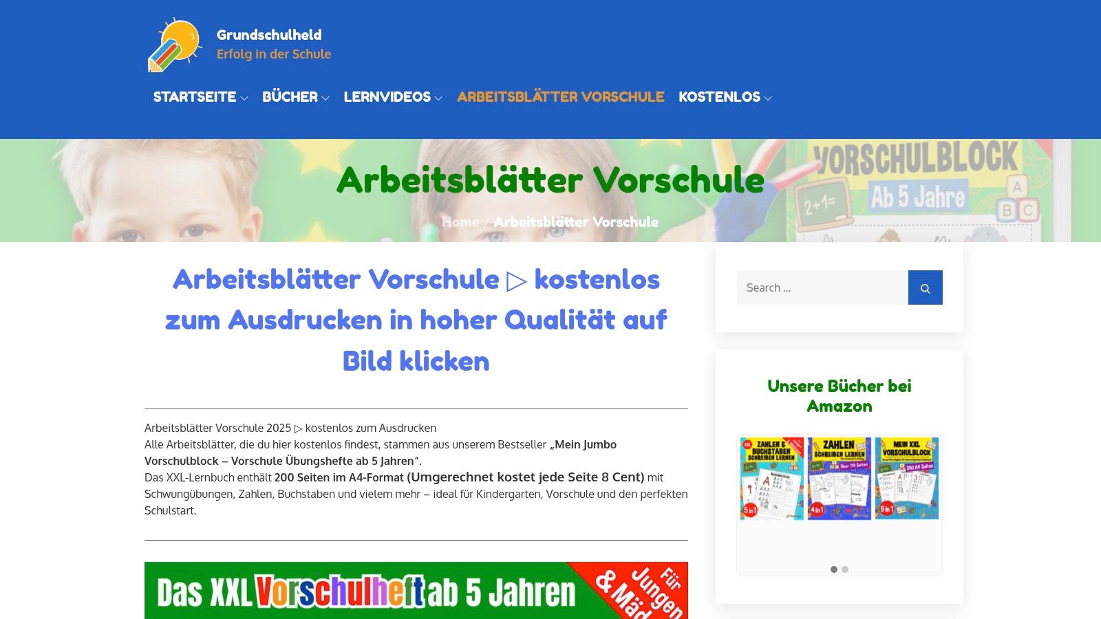 Grundschulheld – Arbeitsblätter Vorschule