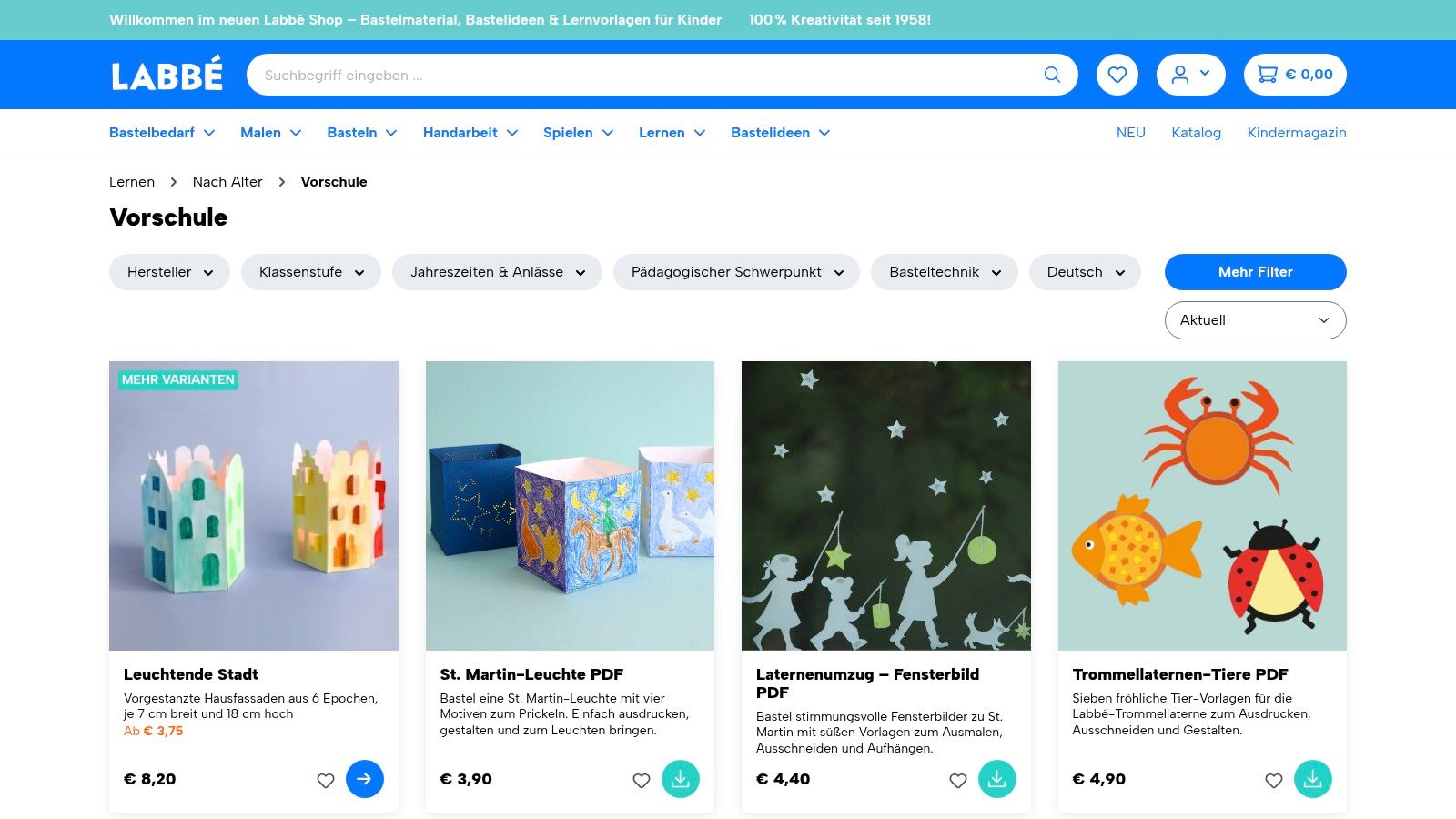 Labbé Verlag – Bereich Vorschule/Arbeitsblätter