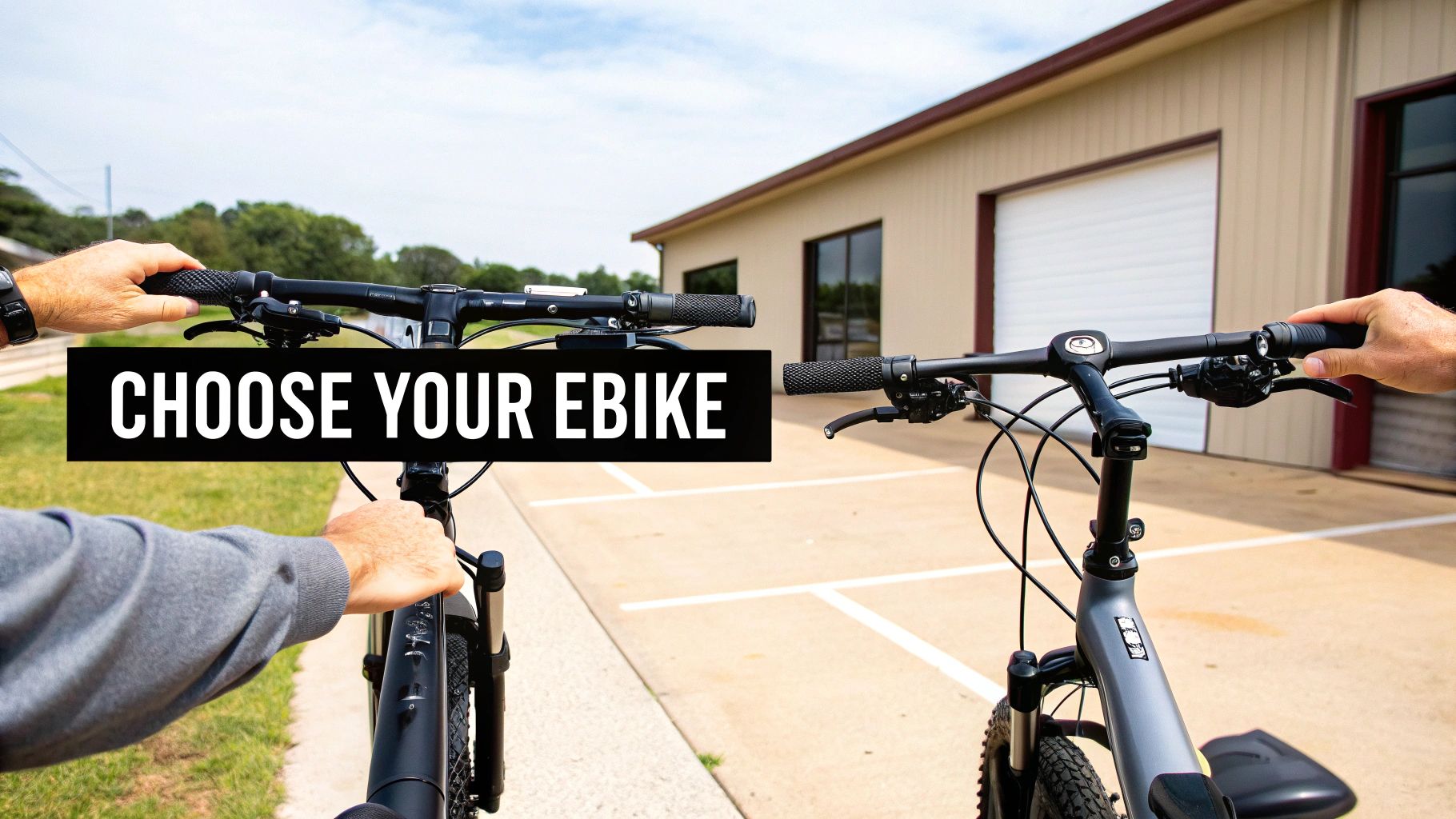 A smiling person next to their Class 2 ebike on a city street, ready to ride.