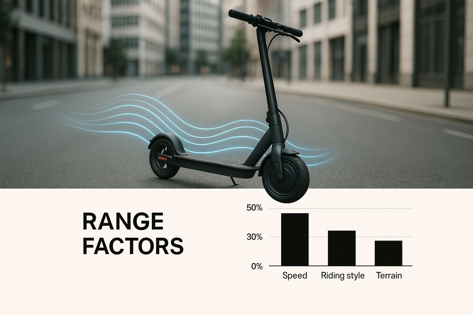 Infographic about electric scooters range