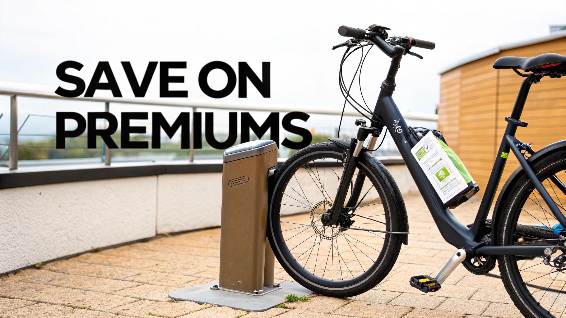 A person adjusting a high-security lock on an electric bike wheel.