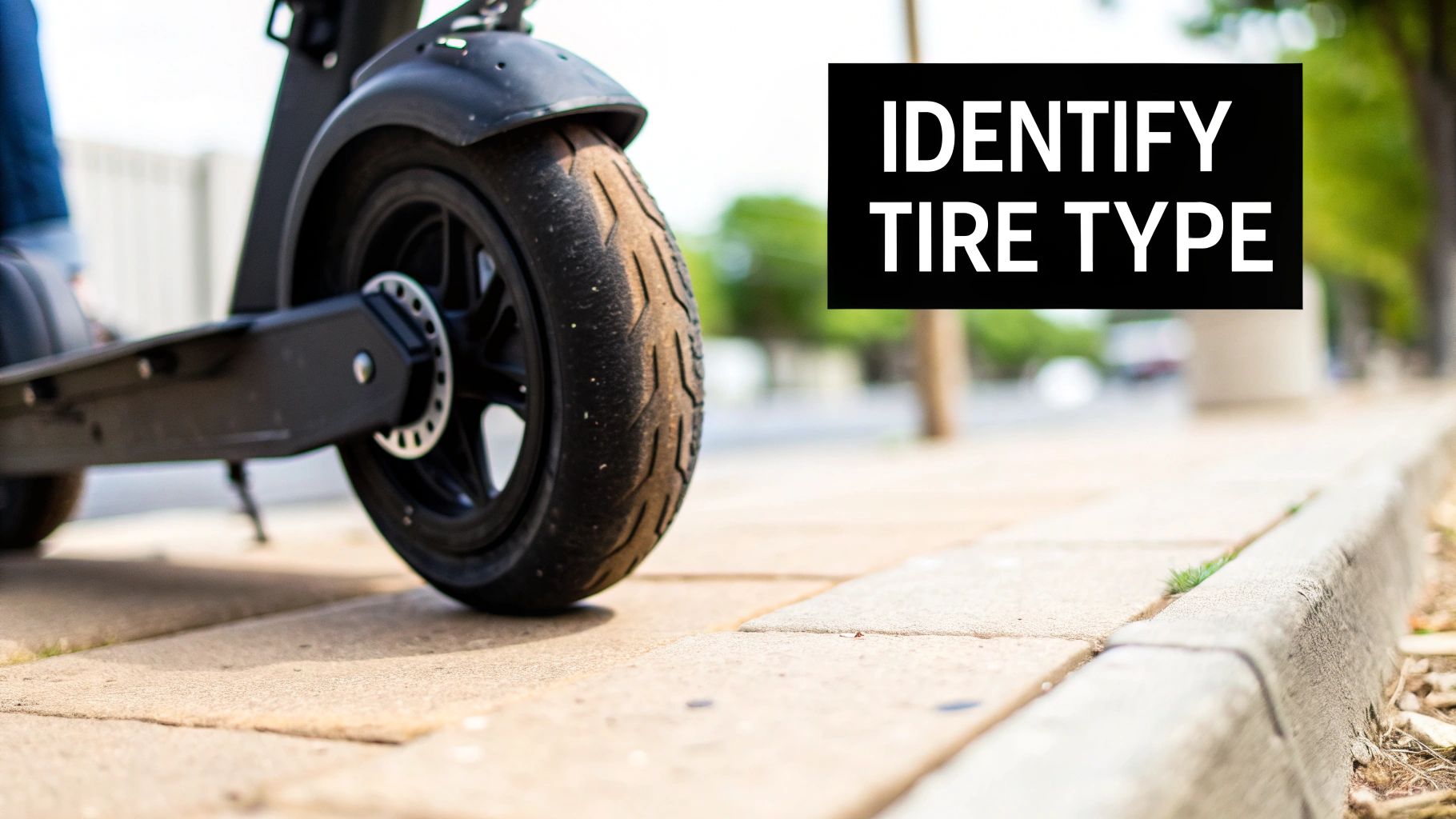 A person's hands repairing an electric scooter tire on a workbench