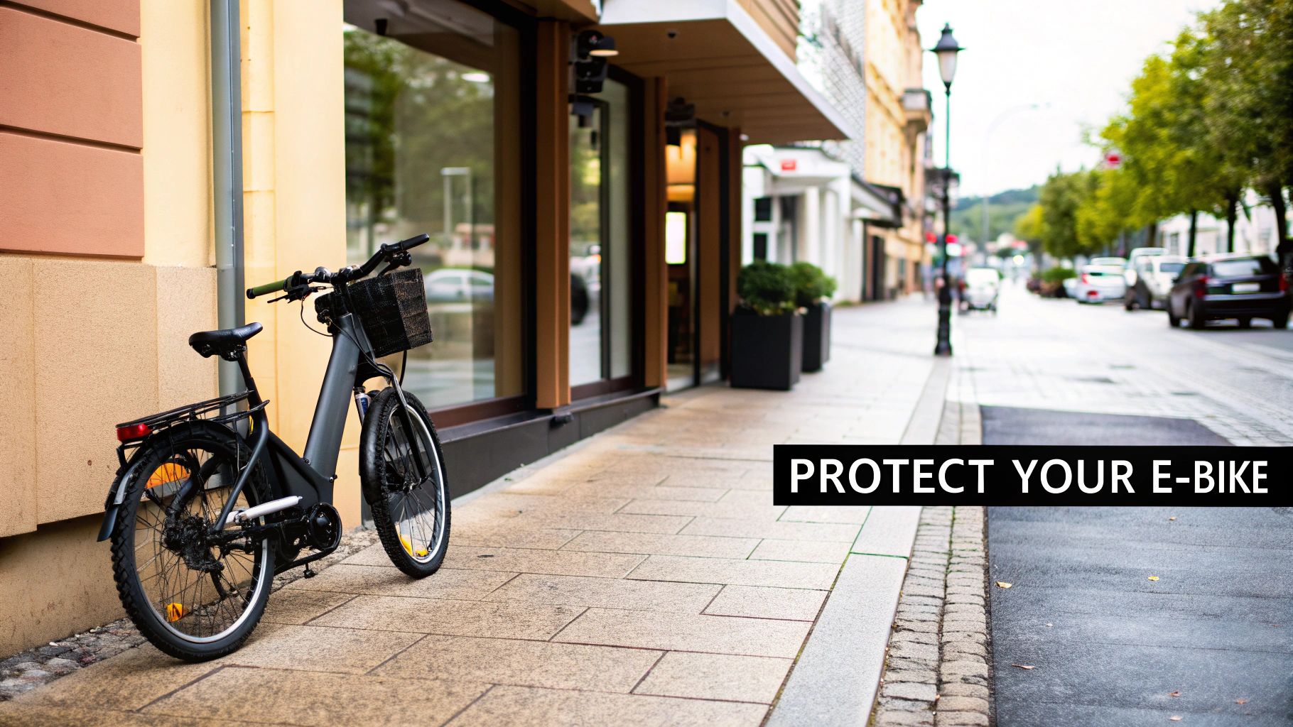A person locking their electric bike to a metal rack with a strong U-lock.