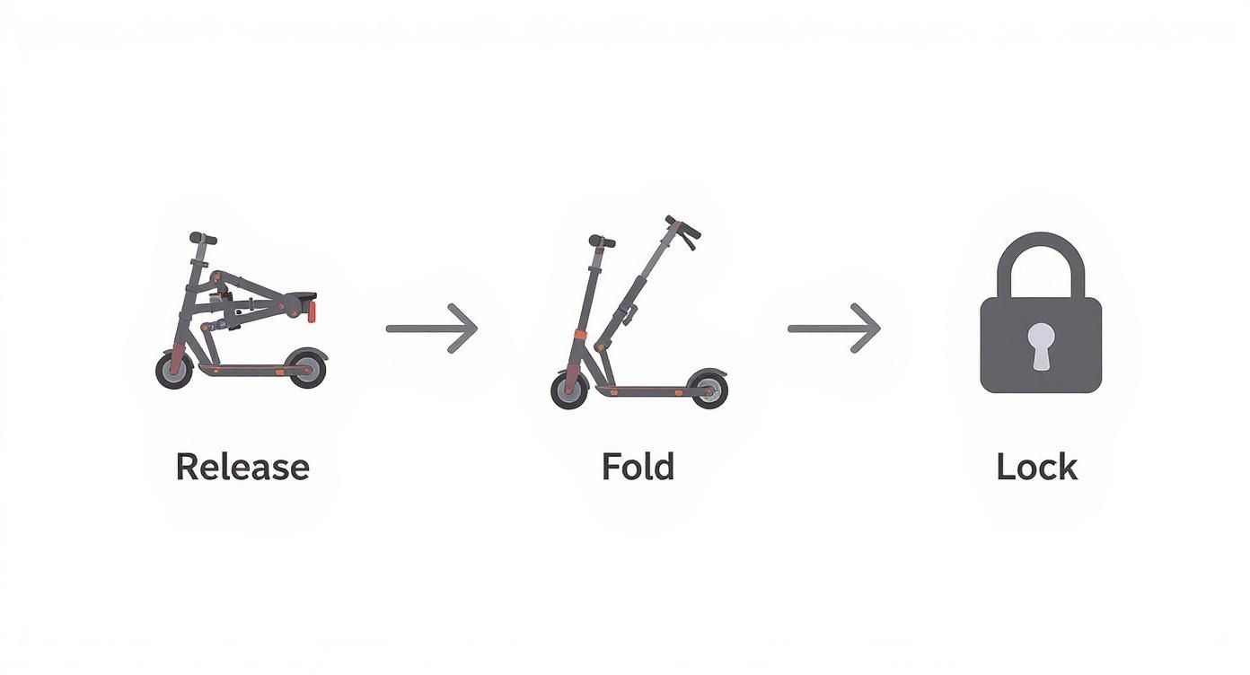Infographic about how to fold scooter