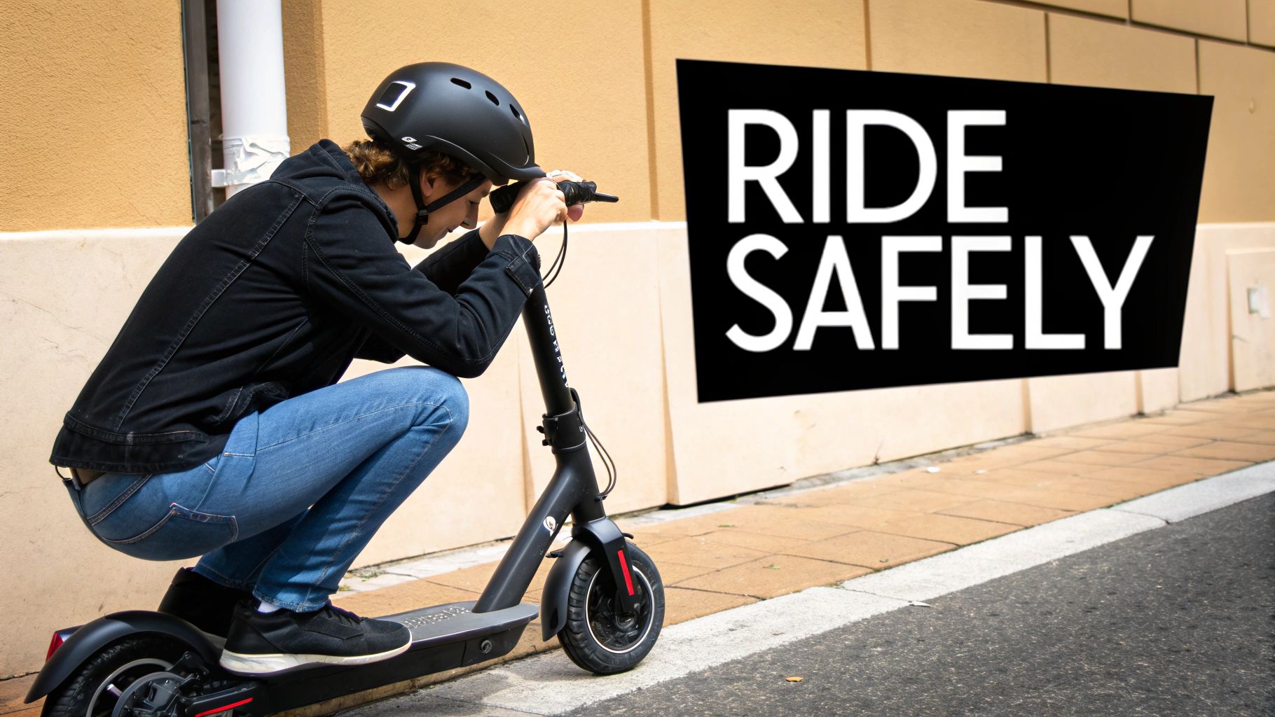 Rider wearing helmet on e-scooter in Florida