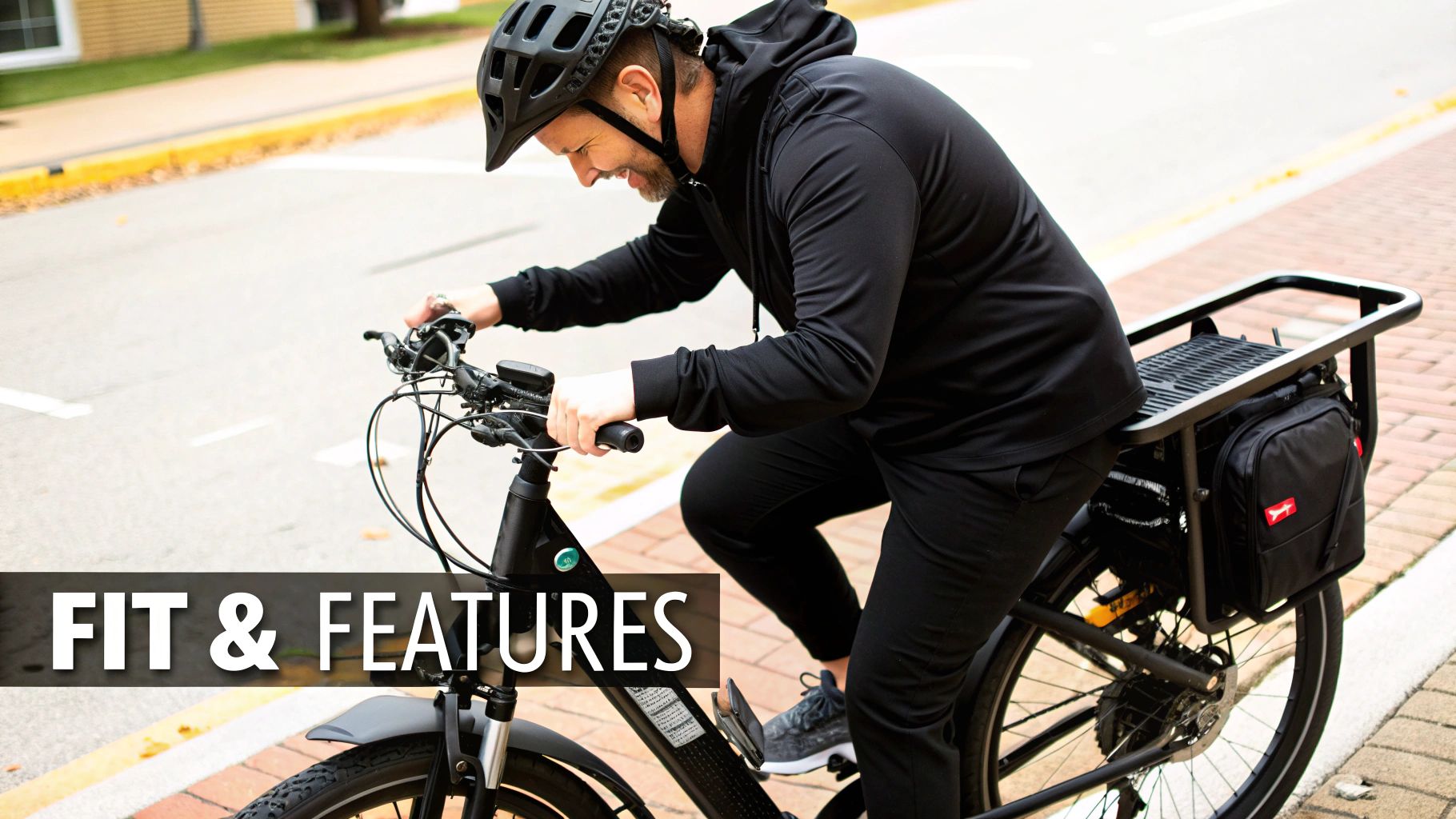 A person smiling as they pay for a new ebike at a bike shop counter