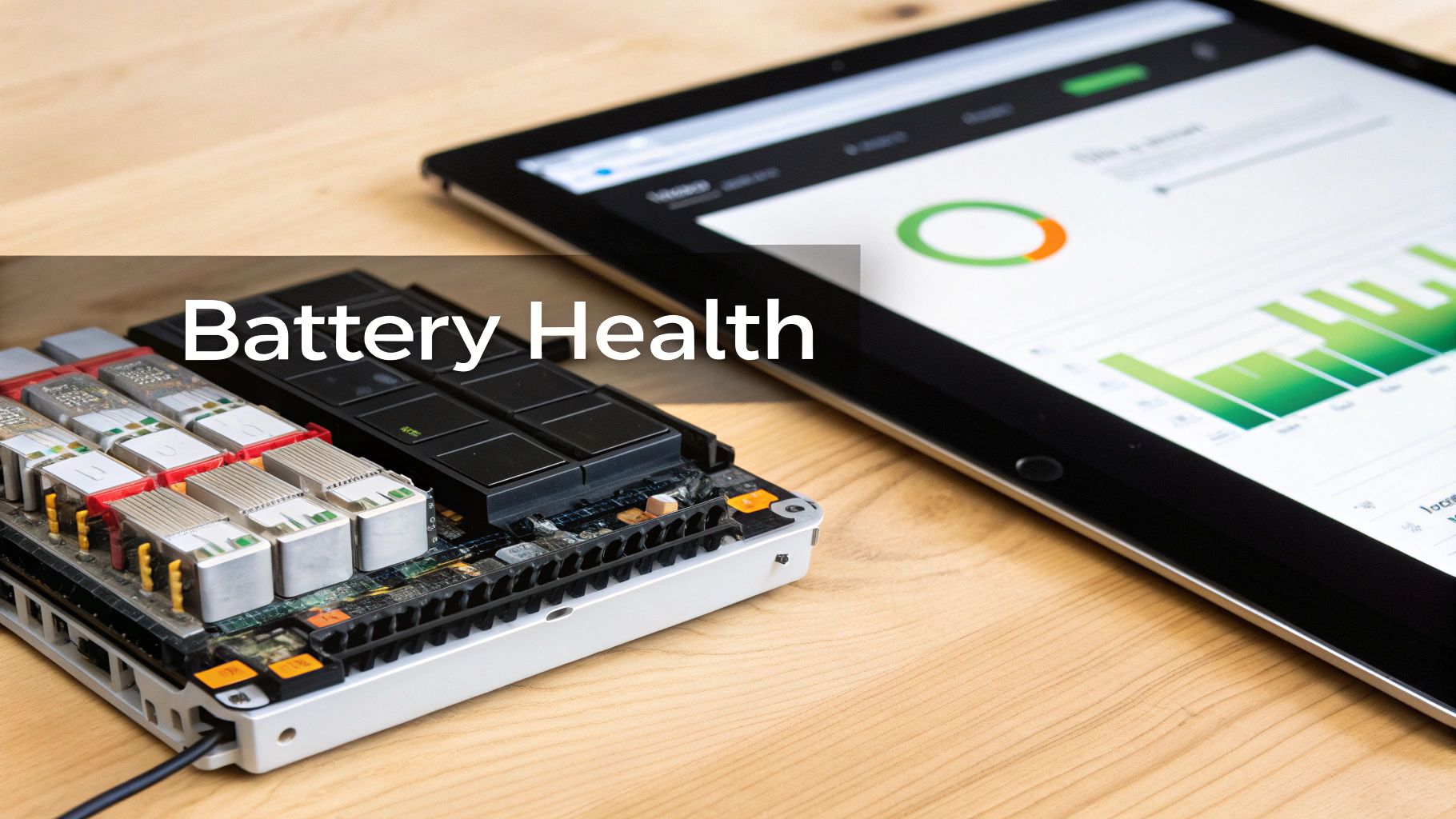An electric vehicle battery pack being inspected by a mechanic.