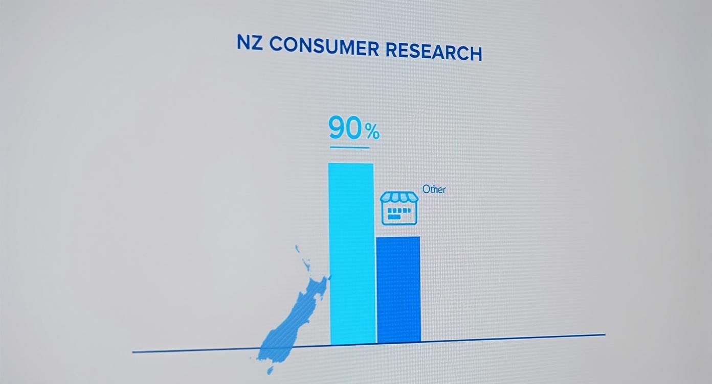 Bar chart showing New Zealand consumer research, with 90% and an 'Other' category.