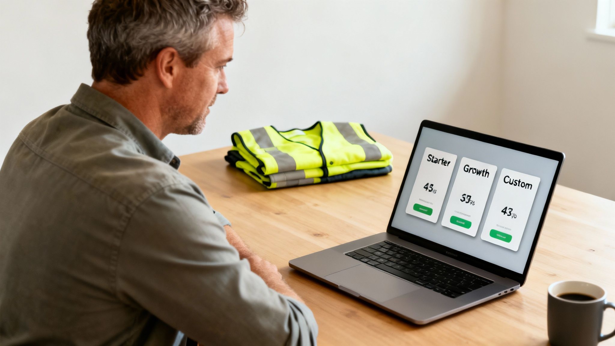 A person working on a laptop with design elements floating around, illustrating the process of website design and cost calculation.