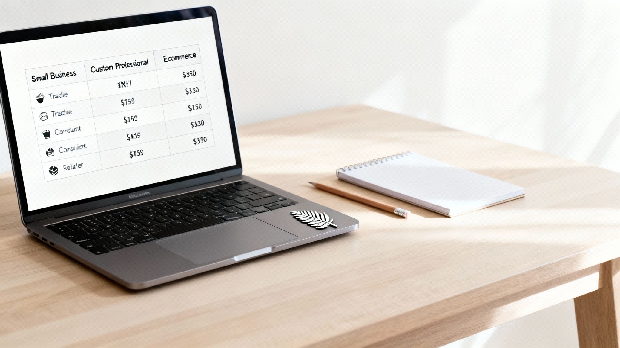 A person working on a laptop, illustrating the process of website design and cost planning.