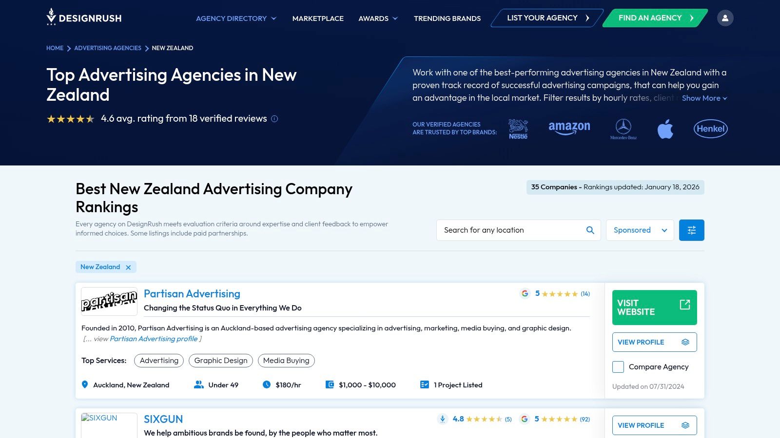 DesignRush – Top Advertising Agencies in New Zealand