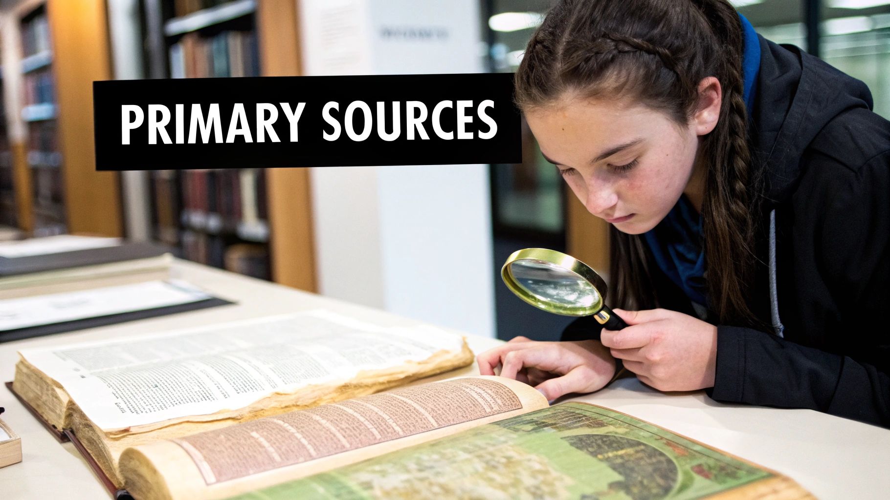 A collage of historical primary source documents from the Library of Congress archives, including letters, maps, and photographs.